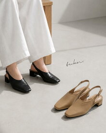 tukn バックストラップ パンプス レディース ミュール スクエアトゥ ロー ヒール