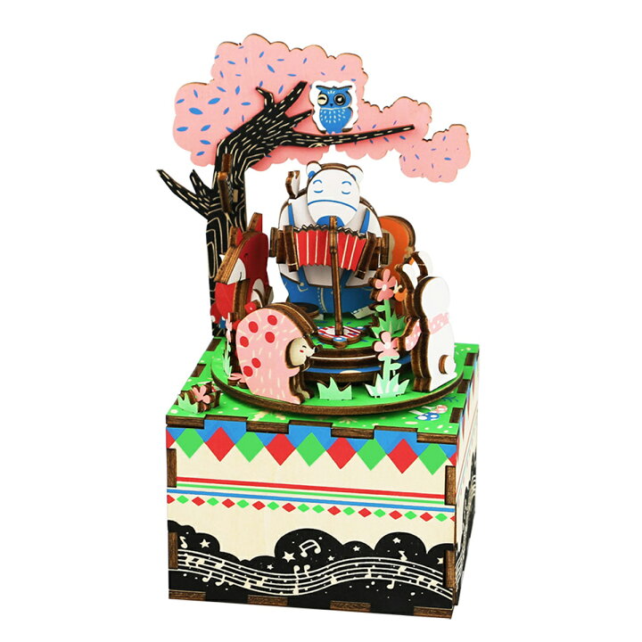 楽天市場 Am404 お花見 Robotime 日本公式販売 日本語説明書付 3d ウッドパズル オルゴール 手作りキット 脳トレ 小学生 大人 工作キット 段ボール つくるんですshop楽天市場店