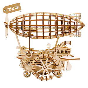 動く!飛行船を作ろう!【公式】つくるんです LK702 飛行船|あんしん日本語説明書付 3D ウッドパズル 手作りキット 脳トレ 小学生 大人 工作キット 段ボール おうち時間 誕生日 知育 Robotime