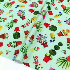 生地 輸入生地 プリント生地 USAプリント カラフル鉢植え総柄 Michael Miller マイケルミラー 巾約110cm (最低単位30cm〜10cm単位の切売り)