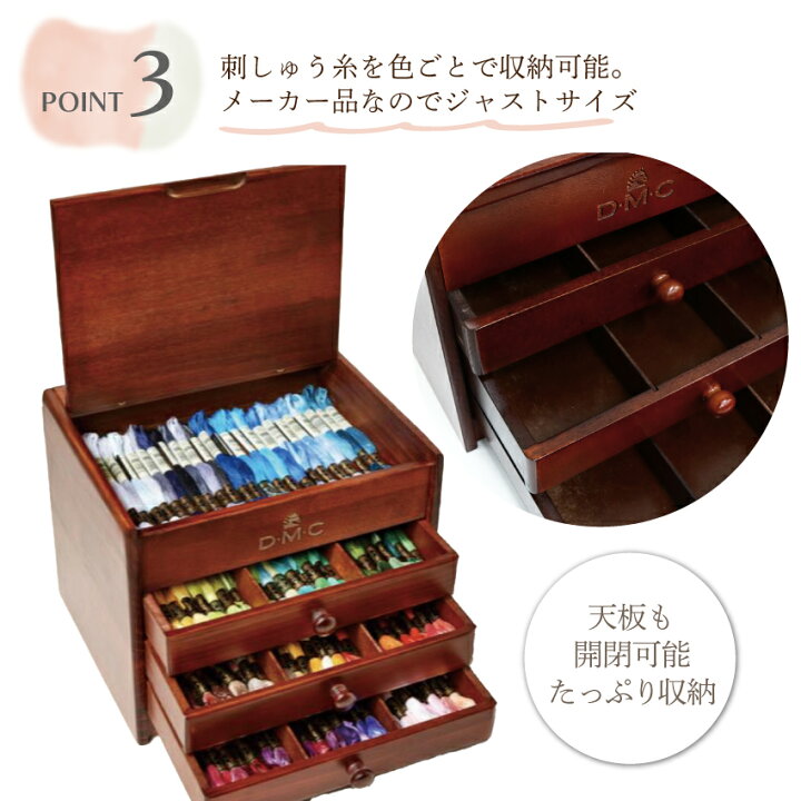 楽天市場】刺繍糸 DMC 120本 収納 木製什器 刺繍糸120本図案付 家具 