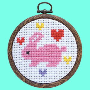 刺しゅうキット クロスステッチ 夏休み ウサギ No.7762 まんまるフレーム 刺しゅう枠付き