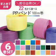 色が選べる PPバンド 6巻セット 15mmx100m 大巻 かごバッグ 手芸用テープ 信越工業 プラバッグ 日本製 ク…