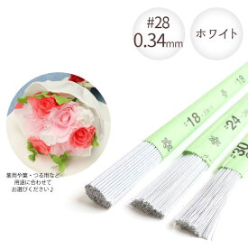 【0.34mm】 地巻ワイヤー ホワイト #28 太さ0.34mm×全長36cm (200本入) フラワーアレンジ 針金 花材 資材 材料 プリザーブドフラワー DIY ハンドメイド 手作り クラフト お花用