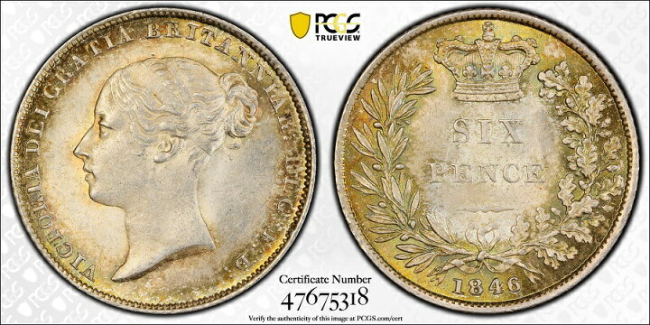 楽天市場】PCGS MS64 高鑑定 6ペンス銀貨 ビクトリア女王 銀貨 PCGS 