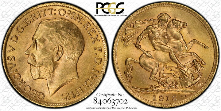 楽天市場】PCGS鑑定 1915年 MS64 イギリス ジョージ5世 ソブリン金貨 