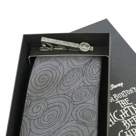 DISNEY／ネクタイ＆タイバー BOXセット　(ナイトメアー・ビフォア・クリスマス　無地総柄）ディズニー　ブランド ネクタイ　【送料無料】結婚式 クリスマス プレゼント ギフトネクタイピン スーツ ビジネス セット キャラクター