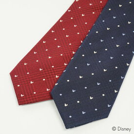 ディズニー／ネクタイ 　(グレンチェック柄) ネイビー レッド Disney necktie シルク100%プレゼント ギフト新生活 新社会人 新入社員 フレッシャーズ ブランドネクタイ ネクタイブランド 送料無料敬老の日キャラクター