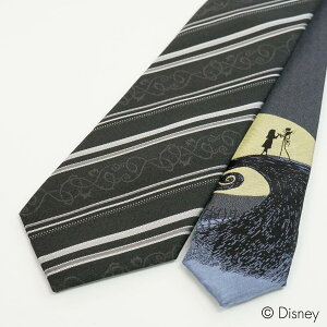 ネクタイ DISNEY ディズニー ナイトメアー・ビフォア ストライプ柄ネイビー、ブラックブランド キャラクター誕生日 お祝い 結婚式 クリスマス 入学 入社 就職 プレゼント ギフトおしゃれ か