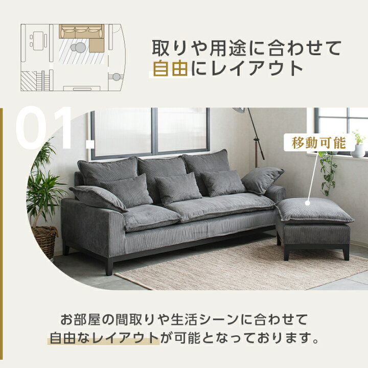 楽天市場】【エントリーでP10倍&500円クーポン】ソファ 3人掛け カウチ 