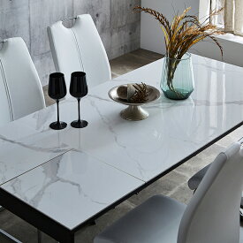 【P5倍★14日19:59まで】セラミック 伸長式ダイニングテーブル セラミックテーブル 伸長式 食卓テーブル 伸縮式テーブル 幅130 幅170 テーブル単品 黒脚 大理石風 4人用 鏡面仕上げ モダン ホワイト おしゃれ 北欧 ブラック脚 グレー