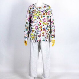 【送料無料】パジャマ　TUNIC　40接結　フリーサイズ　スリットトレーナーパジャマ　グレー杢　AWS-23466-C