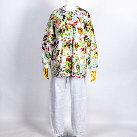 【送料無料】パジャマ　TUNIC　40接結・ローズエンジェル　フリーサイズ　丸首全開トレーナーパジャマ　グレー杢　AWS-26416-C