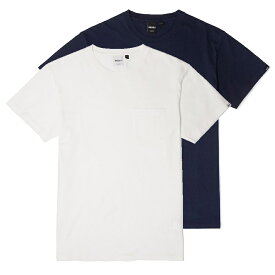 [正規品 無料ラッピング可] DEUS EX MACHINA ( デウスエクスマキナ ) パックTee Tシャツ 2枚入り / DEUS 2 PACK TEES - WHITE x NAVY / DMP71443 / メンズ　無地　 デウス エクス マキナ DEUSのTシャツ 【t79】 ホワイト 白 ネイビー 紺