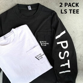 PACIFIC STANDARD TIME /LOGO LS 2PACK TEE - 2枚組 / PST / ロンT 長袖Tシャツ / カラー組み換え可 LA LOS ANGELES APPAREL ロサンゼルスアパレル MADE IN USA ロスアパ ホワイト ブラック 厚手 袖プリント パックT