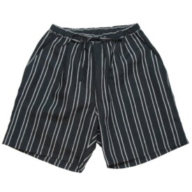 WAX(ワックス) / THE HARD MAN(ザハードマン) / イージーショーツ リネン素材 / LINEN STRIPE WIDE EASY SHORTS - BLACK / WX-0142 / メンズ THM 【t79】