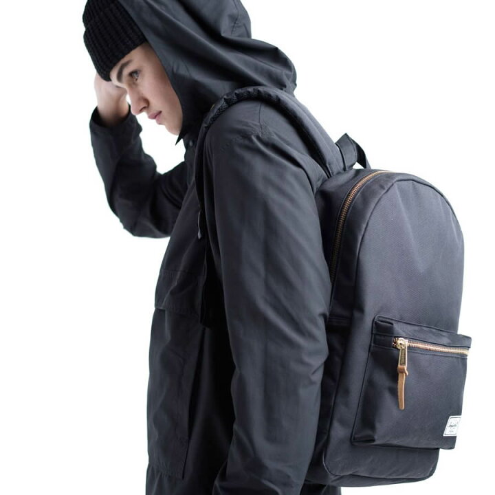 楽天市場 正規品 無料ギフトラッピング可 Herschel Supply ハーシェルサプライ バックパック Settlement セトルメント Black ブラック リュックサック レディース メンズ 人気 バッグ 女性 ゴールドジップ 大人 通学 マザーバッグ ママバッグ 軽量 大容量