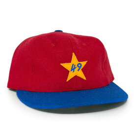EBBETS FIELD FLANNELS(エベッツ) / 帽子 ベースボールキャップ ウール USA製 / ALASKA GOLDPANNERS 1964 - RED x BLUE / メンズ レッド ブルー 赤 青
