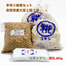 手作り味噌セット　愛媛県産大豆　生麹　麹歩合11　出来上がり約5.4Kg［冷蔵便］