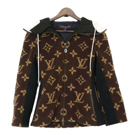 ルイヴィトン モノグラム ボア 切替 ジップアップ パーカー レディース ブラウン LOUIS VUITTON 【中古】 【アパレル・小物】