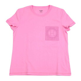 エルメス 半袖Tシャツ 刺繍 Hロゴ ポケット 3E4620D レディース ピンク HERMES 【中古】 【アパレル・小物】