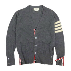 トムブラウン ウール クラシック Vネック カーディガン MKC002A メンズ グレー THOM BROWNE 【中古】 【アパレル・小物】