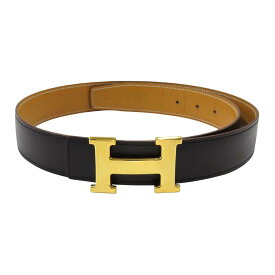 エルメス H バックル リバーシブル レザー ベルト 32MM メタル レザー ユニセックス ブラック ベージュ HERMES 【中古】 【アパレル・小物】