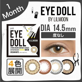 カラコン ワンデー カラーコンタクトレンズ 1ヶ月 LILMOON by EYEDOLL アイドール バイ リルムーン 14.5mm 度なし 1month 2枚 1ヶ月使い捨て マンスリー カラーコンタクト