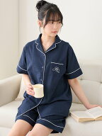 【期間限定10%OFFタイムSALE 4/17 09:59迄】[とにかくさらっと涼しい]綿100％ワンポイント前開きサッカー…