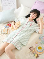 【期間限定10%OFFタイムSALE 4/17 09:59迄】[とにかくさらっと涼しい]綿100％ギンガムカップケーキ刺繍半…