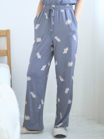 レーヨンしろくま総柄ロングパンツ レディース ルームウェア ボトム 単品 ロングパンツ