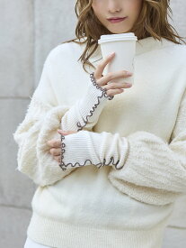 [まるで毛布！のような暖かさ]裏起毛配色メローリブアームウォーマー25cm丈 レディース アームカバー アームウォーマー かわいい おしゃれ UVケア 日焼け防止