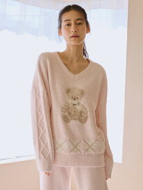 厚手モールアーガイルくま柄プルオーバー