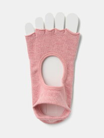 [ヨガ・ピラティス]綿混すべり止め付きかかと開きフィンガーレス5本指ソックス