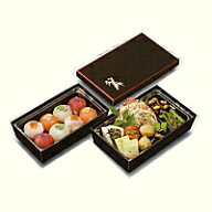 [業務用]【メーカー直送】2段 紙製 使い捨て弁当容器65-40 こと弁 睦月/はなぶさセット 150個【紅白房ゴ…