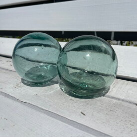 ビン玉、浮き球、浮き玉レトロガラス玉、約10cm2個「95mm～104mm」昭和初期の物feelthesea海を感じる雑貨マリンインテリア約10Φ金魚、メダカの水槽にお部屋ショップのディスプレイフィールザシーリユース品