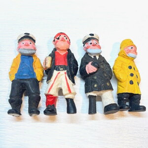 マドロス人形 4体セット海賊 パイレーツ 小さい人形身長約4.5cmfeelthesea海を感じる置物南国テイストマリン雑貨ハワイアン雑貨お部屋、店舗、ホテルのイメージアップジオラマや手作り品のパ