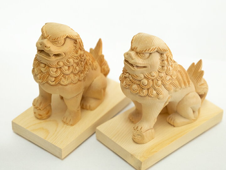 楽天市場】【総高10cm】狛犬・獅子 木彫り 仏像 一刀彫 / 素材：桧 