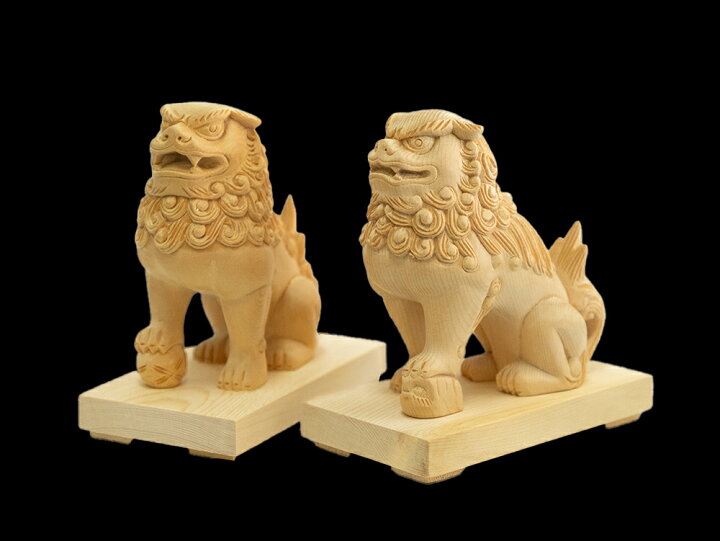 楽天市場】【総高10cm】狛犬・獅子 木彫り 仏像 一刀彫 / 素材：桧 