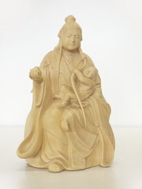 【総高15.5cm】鬼子母神 仏像 木彫り 一刀彫 / 素材：柘植（置物）