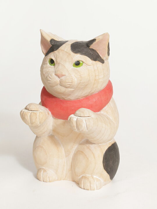 楽天市場】猫 木彫り 置物 一刀彫 / 素材：楠（木彫 縁起物 動物 
