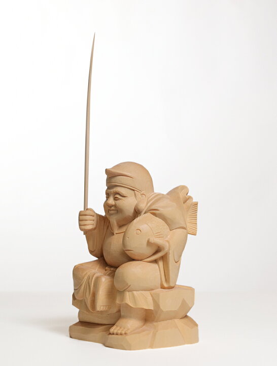 楽天市場】【総高31cm】恵比寿 木彫り 置物 一刀彫 / 材料：桧（縁起物 