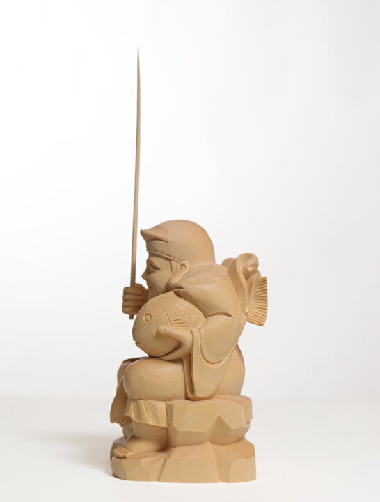 楽天市場】【総高31cm】恵比寿 木彫り 置物 一刀彫 / 材料：桧（縁起物 