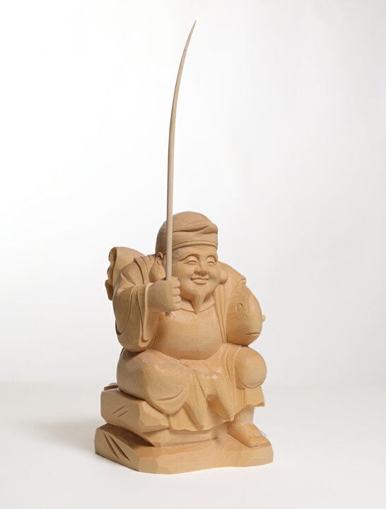 楽天市場】【総高31cm】恵比寿 木彫り 置物 一刀彫 / 材料：桧（縁起物 
