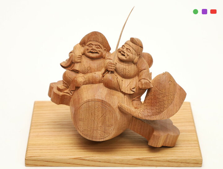 楽天市場】恵比寿大黒様 木彫り 置物 一刀彫 / 素材：欅(木彫 縁起物 