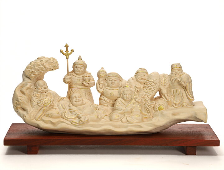 楽天市場】【横幅30cm】七福神 木彫リ 縁起物 福の神 置物一刀彫 