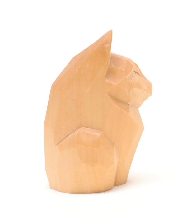 楽天市場】猫 木彫り 置物 仕様：無垢／素材：ひば（作家物 縁起物 