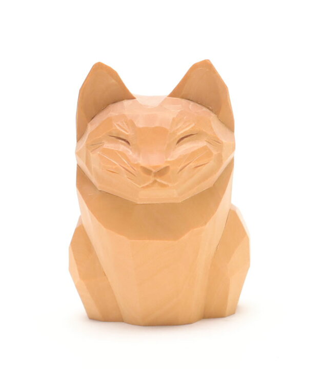 楽天市場】猫 木彫り 置物 仕様：無垢／素材：ひば（作家物 縁起物 