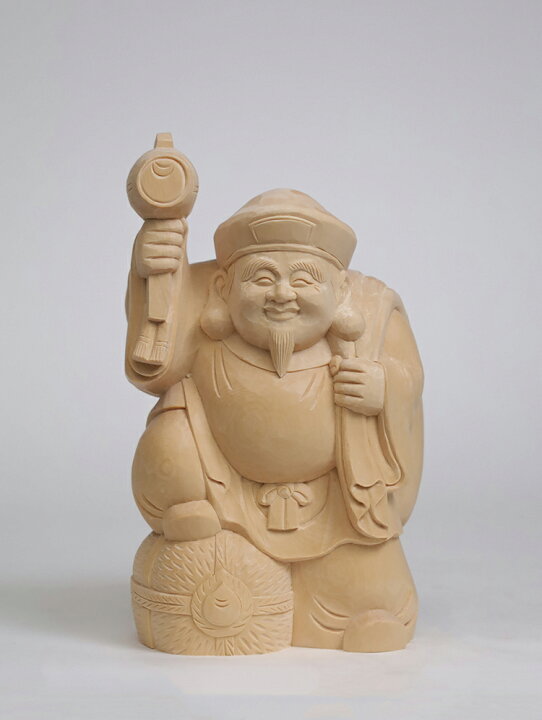 楽天市場】【総高20cm】大黒様 木彫り 置物 一刀彫 / 材料：桧（大黒 