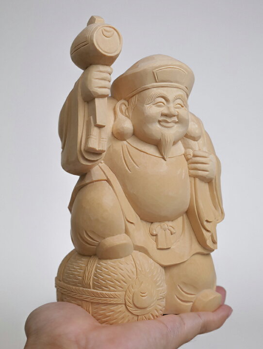 楽天市場】【総高20cm】大黒様 木彫り 置物 一刀彫 / 材料：桧（大黒 